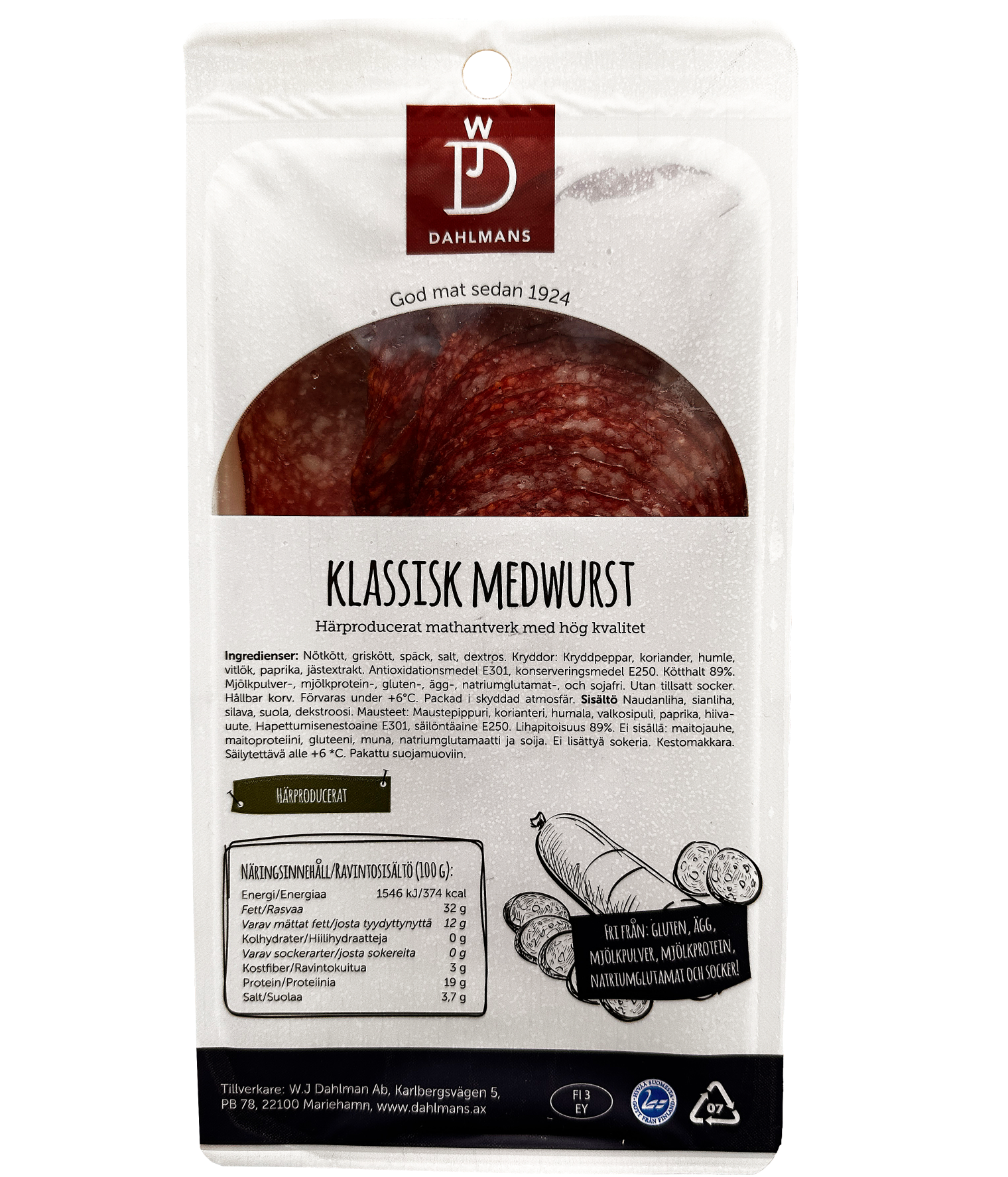 Dahlmans förpackning för medwurst